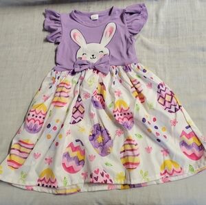 Purple and White Bunny Kids Dress